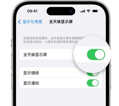 环县苹果15预约维修分享iPhone15如何设置全天候显示屏幕可见 